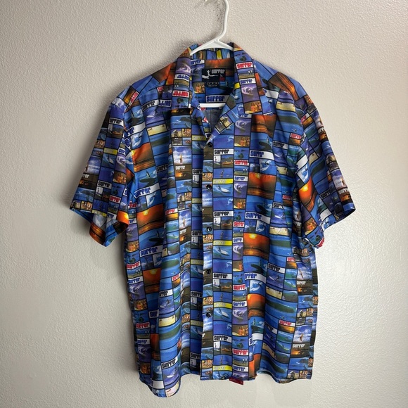 Surfer by Vin Vintage Surfer Magazine Aloha Button Front Shirt Mens Size Large - Picture 1 of 7